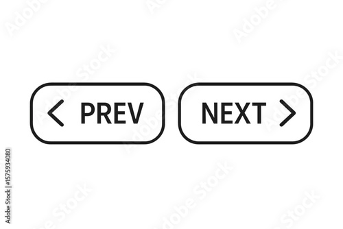 Previous and Next Navigation Buttons Vector. Prev Next Web Page UI Elements. Arrow Buttons for Website, User Interface, Pagination, Slider, App Navigation, Minimal Outline Design
