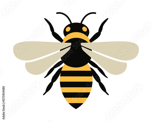 A yellow and black striped bumblebee illustration, ideal for nature, insects, pollination, and agriculture themes, symbolizing hard work and sweetness