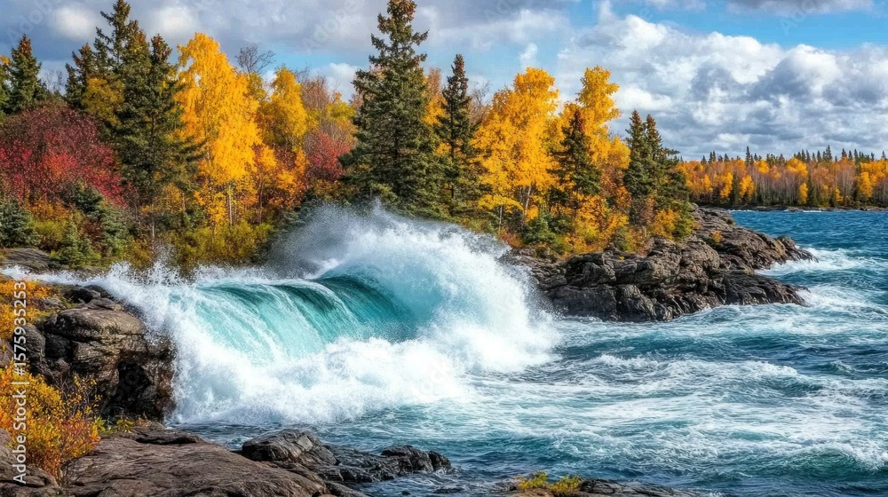 Autumnal lake outburst with vibrant fall foliage. Autumnal lake outburst with vibrant fall foliage.