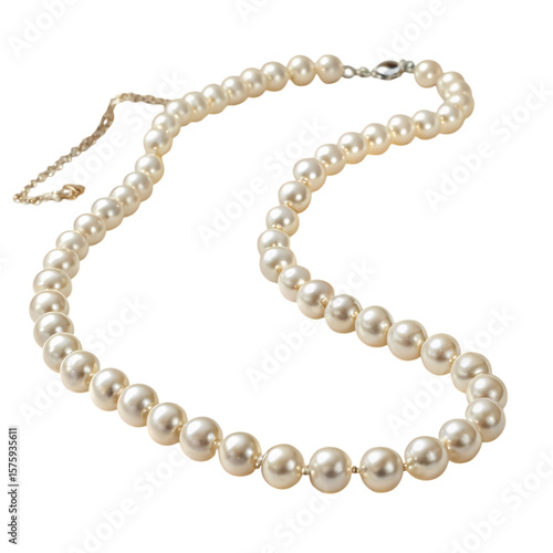 Elegant Pearl Necklace Classic and Timeless Jewelry isolated on transparent background