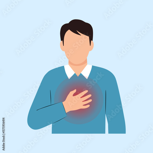 Illustration of a man holding his chest in pain