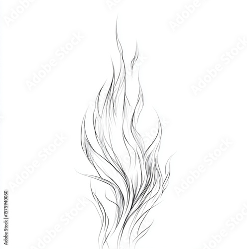 simple line art flame white background