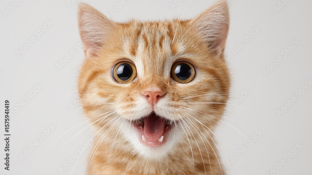 Obraz premium A happy orange cat with a big smile and wide eyes
