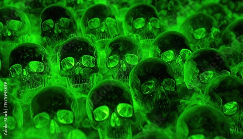 Green skulls in flames