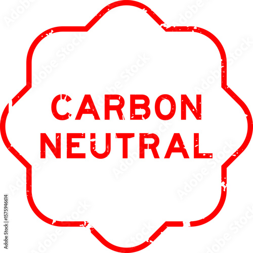 Grunge red carbon neutral word square rubber seal stamp on white background
