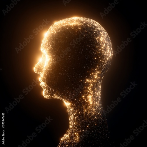 Golden light profile of a human head.