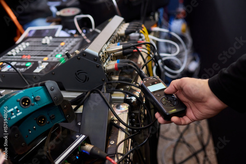 Schilderij op canvas Setup of a High-quality Wireless Audio System is Crucial for Event Production an