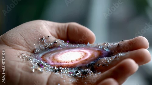 hand holding a galaxy