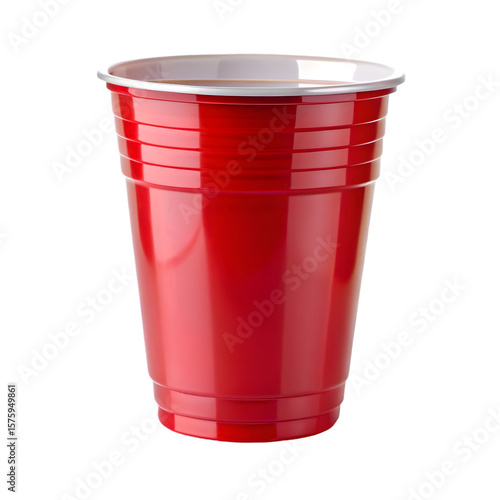 Red plastic party cup on transparent or clear surface PNG transparent background