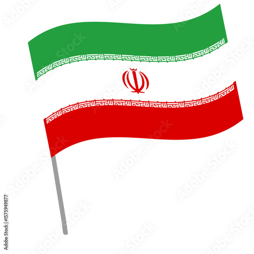 Iran national flag flutters with flagpole