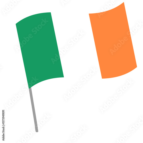 Ireland national flag flutters with flagpole