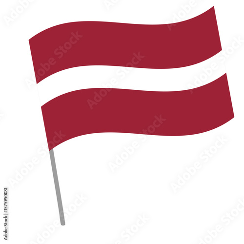 Latvia national flag flutters with flagpole