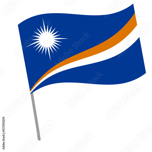 Marshall islands national flag flutters with flagpole