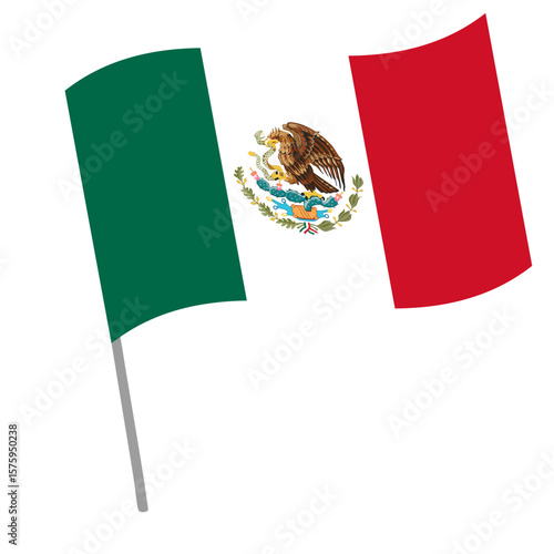 Mexico national flag flutters with flagpole