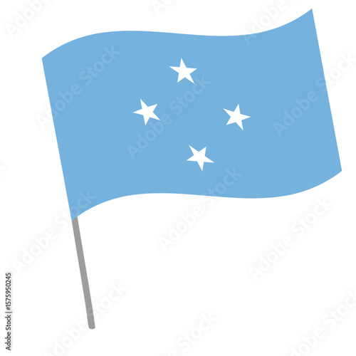 Micronesia national flag flutters with flagpole