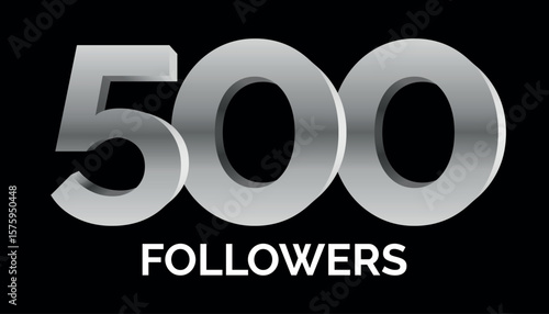 silver 500 followers milestone celebration text on black background in bold 3d style design	