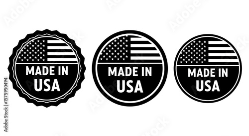 Made in USA Badge Set - Patriotic American Product Label Design for Marketing and Manufacturing