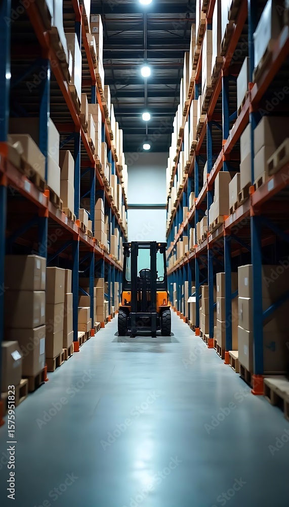 Fototapeta premium Generative AI warehouse logistics optimization with forklift