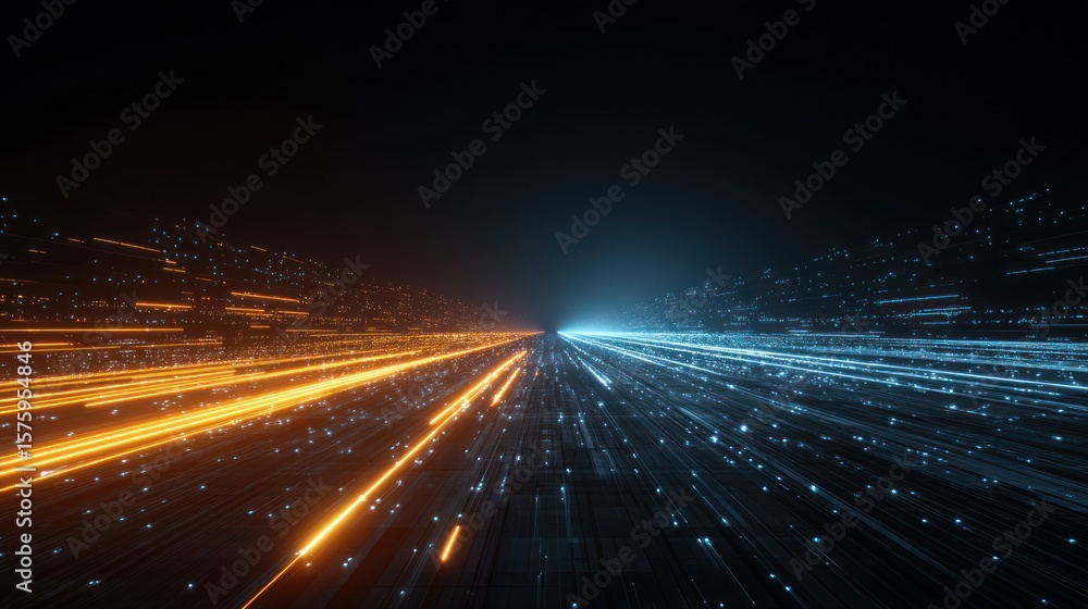 Fototapeta premium Abstract city lights at night technology concept