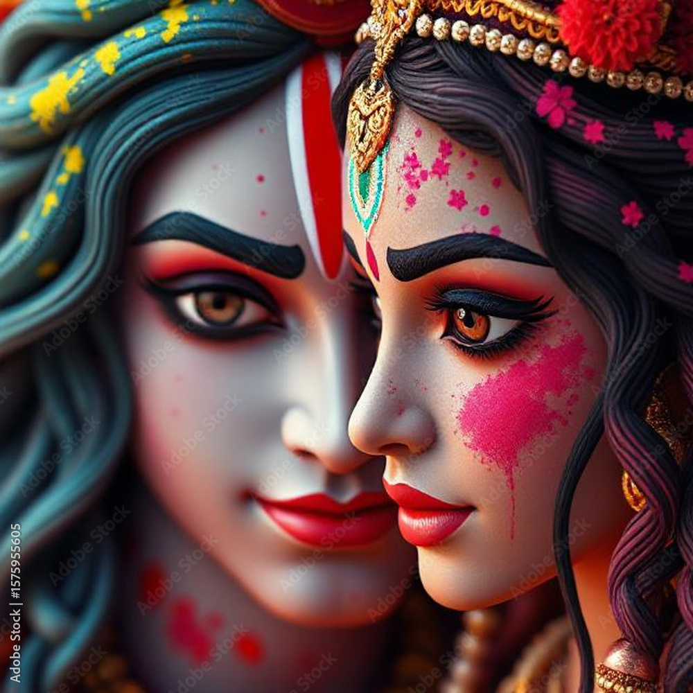 Fototapeta premium El Señor Krishna y Radha