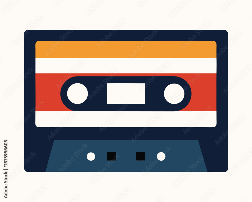 Obraz premium Retro Cassette Tape Vintage Audio Nostalgia Design Element Ai Generated