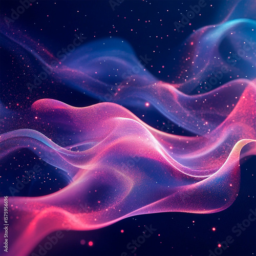 Digital fantasy backdrop with dreamy textures, sparkles, and multicolor light waves in motion. Perfect for artistic and modern applications.
