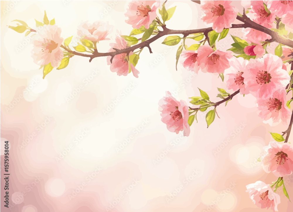 Fototapeta premium pink cherry blossom vector illustration