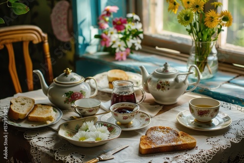 Wallpaper Mural Elegant wedding reception table setting with floral decorations, ready for a celebratory meal Torontodigital.ca