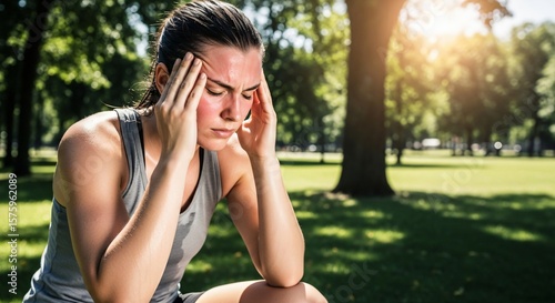 Wallpaper Mural Head Pain Caused by Dehydration or Heat Exhaustion During Outdoor Cardio Exercise in Summer Torontodigital.ca