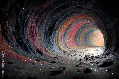 Wallpaper Mural Colorful glittery tunnel with shimmering walls and a bright light at the end, creating a magical atmosphere and inviting exploration into the unknown depths of creativity Torontodigital.ca