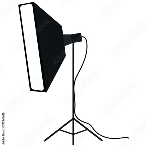 silhouette of a photo studio with lighting equipment on a white background