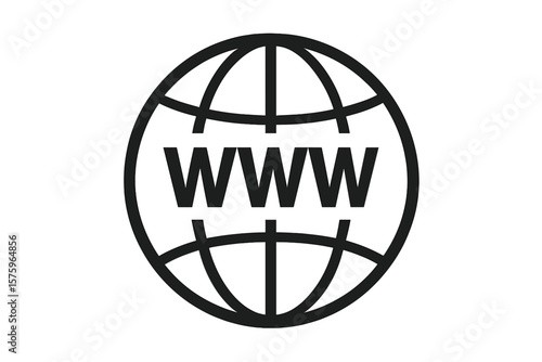 Global Internet Web Icon. WWW Symbol. Globe Outline. World Wide Web Connection. Simple Vector Illustration. Digital Network Communication. Online Access. Technology Concept. Black Isolated Sign.