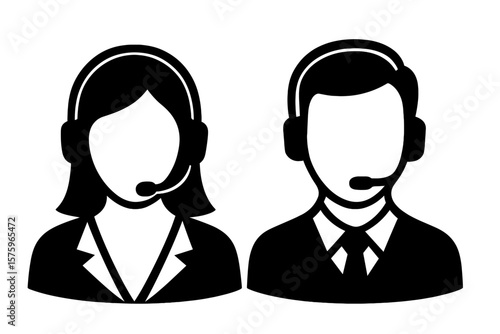 Call Center Operator Avatars. Faceless Male and Female Customer Service Representatives with Headsets. Business Support, Hotline, Telemarketing, Technical Assistance, Helpdesk, Communication Icons