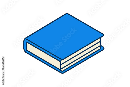 Isometric Blue Book Icon. Closed Hardcover Book. Flat Vector Illustration. Education, Reading, Literature, Library, Study, Knowledge, Learning Concept. Simple Graphic Design. School, College, Academic