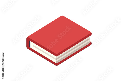 Isometric Closed Red Book Icon. Flat Vector Illustration. 3D Hardcover Book, Education, Reading, Library, Literature, Study, Knowledge, School, Learning, Academic, Stationery, Isolated on White