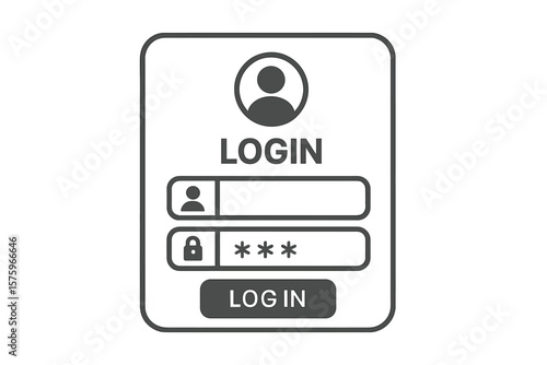 Login Page Vector Illustration. User Authentication Form. Secure Access Interface. Username and Password Fields. Flat Design. Web Application UI. Simple Login Screen Template.