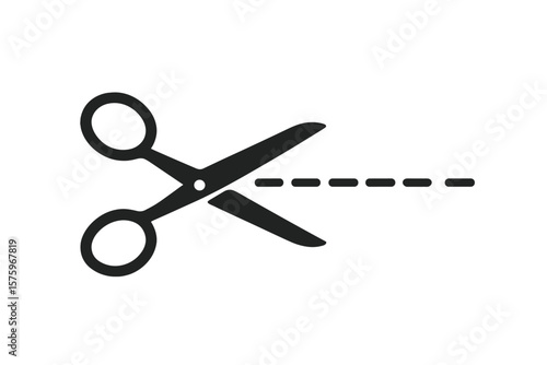 Scissors Cutting Dotted Line Icon. Coupon Cut Out Symbol. Vector Illustration of Scissors Cutting Dashed Line. Discount, Voucher, Coupon Border, Trim, Cut, Isolated on White Background