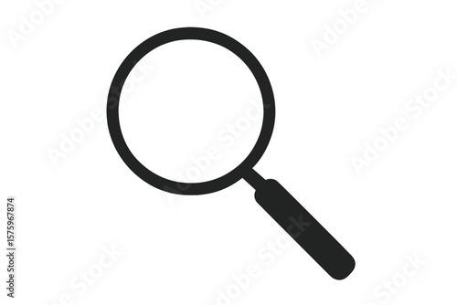 Magnifying Glass Icon Vector. Search Symbol. Loupe Magnifier Isolated. Business Analysis, Find Tool, Discovery, Investigation, Zoom, Transparent Background, Minimalist Design, Black Silhouette