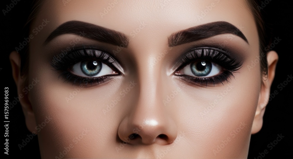 Fototapeta premium Close-up of woman's face with dramatic eye makeup