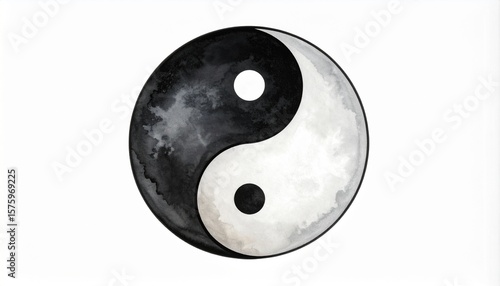 Wallpaper Mural Minimal ink wash Yin Yang symbol in black and white with cloudy texture Torontodigital.ca