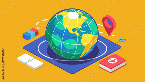 17 Globe With Passport And Location Pin Orbiting