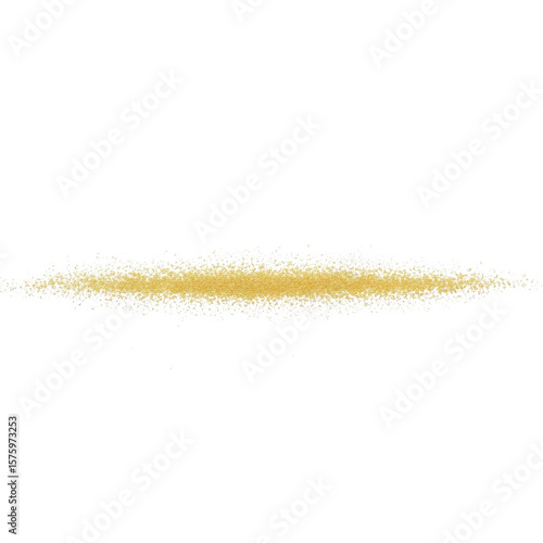 Glittery golden dust particles in a horizontal line shape isolated PNG with Transparent Background