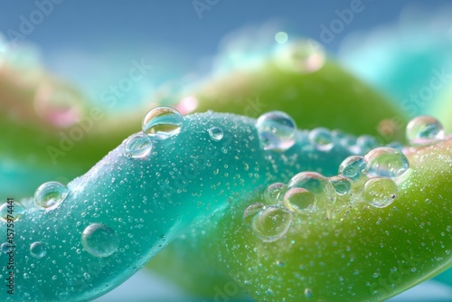 Close-up of vibrant suction cups covered in water droplets