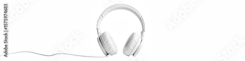 Stylish white headphones with sleek design, perfect for music lovers and audio enthusiasts. Enjoy high quality sound and comfort