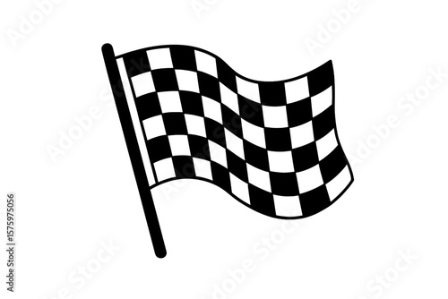 Waving checkered flag vector illustration. Motorsport competition symbol. Finish line concept. Car racing icon. Motorbike sport winner sign. Auto championship victory element.