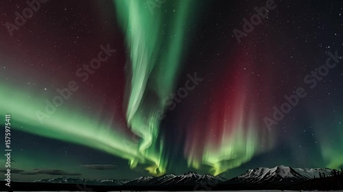 Wallpaper Mural Aurora Borealis Dancing in the Snowy Mountain Night Sky Torontodigital.ca