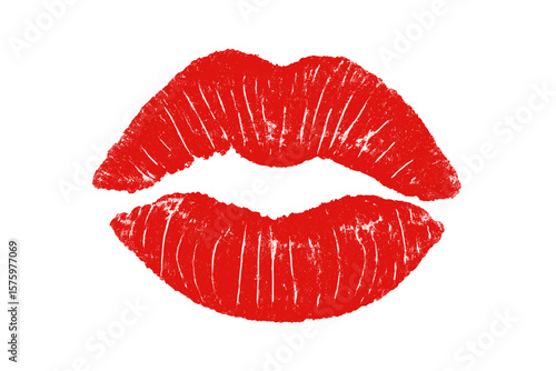 Red lipstick kiss print. Vector kiss mark. Sexy female lips imprint. Symbol of love, passion, romance. Valentine's day design element. Beauty, makeup, cosmetic concept.