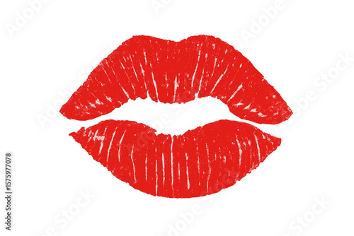 Red lipstick kiss mark vector illustration isolated on white background. Imprint of lips, symbol of love, passion, and romance. Cosmetics and makeup concept for Valentine's day.