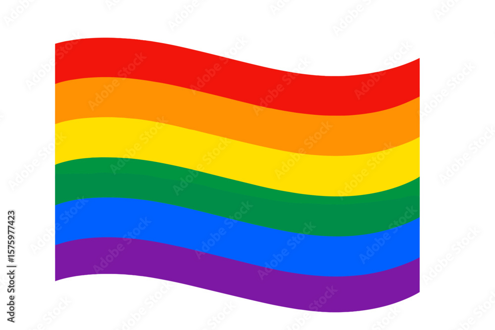 Obraz premium Waving rainbow flag of pride. LGBTQI+ community symbol. Gay, lesbian, bisexual, transgender freedom and love sign. Vector illustration isolated on white background. Lgbt.