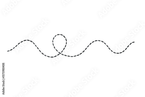Wavy Dashed Curvy Line, Loopy Squiggle Path, Decorative Wave Border, Dotted Line Divider, Seamless Vector Illustration, Abstract Flow, Isolated Transparent Background